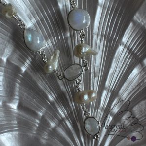Igazgyöngy-holdkő sterling ezüst nyaklánc - 2023 tél